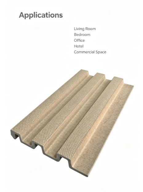 Beige Woven Texture Fluted PS Wall Panel factory