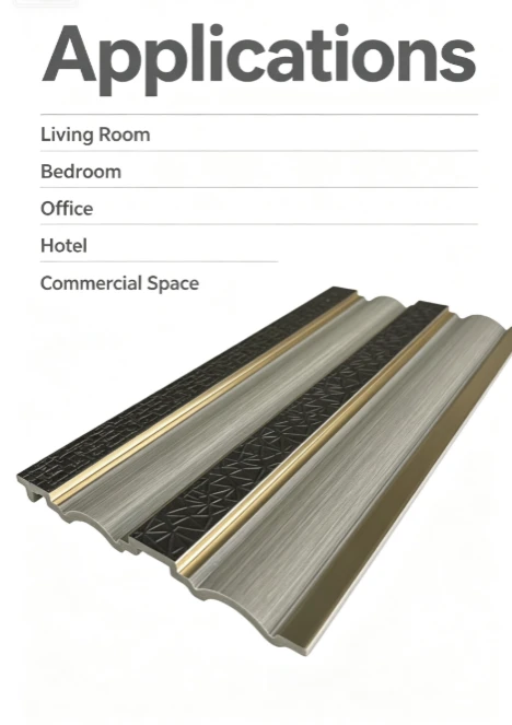 Curved Silver Brushed Gold Inlay PS Wall Panel factory