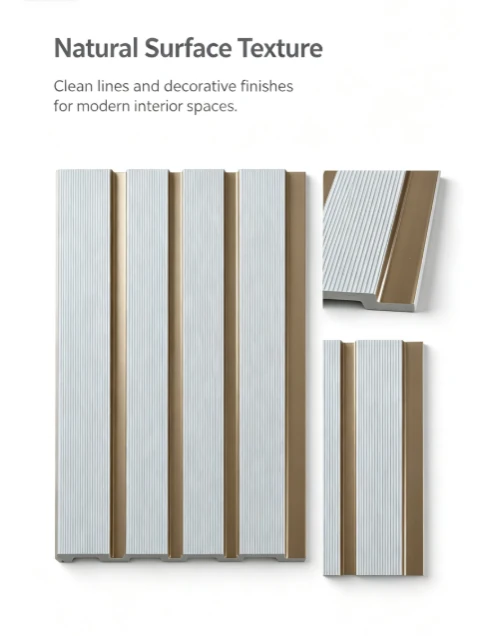 White Fine Fluted Champagne Trim PS Wall Panel high quality
